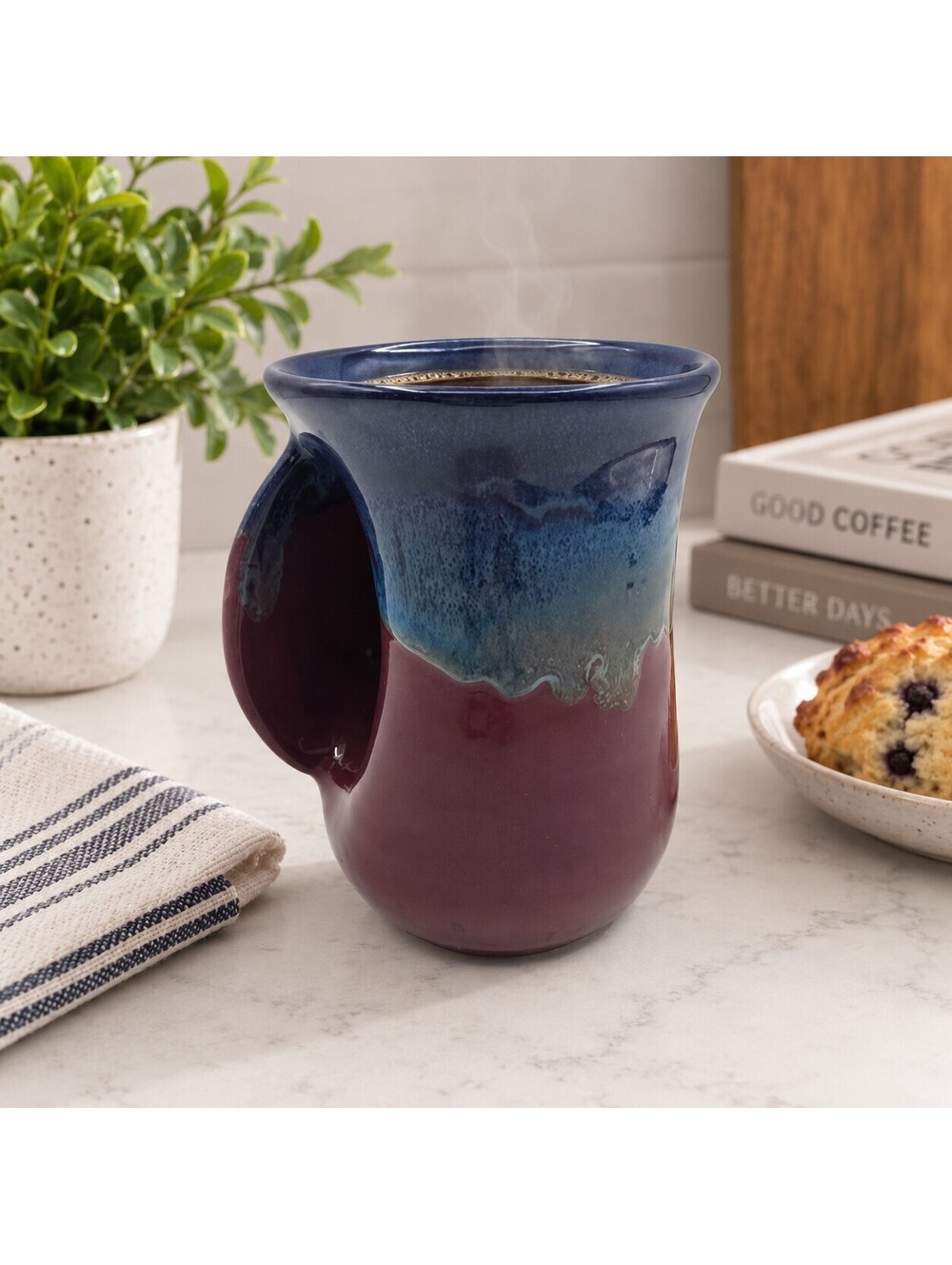 Clay in Motion Purple Passion Right Handwarmer Mug Neher 2010 Signed